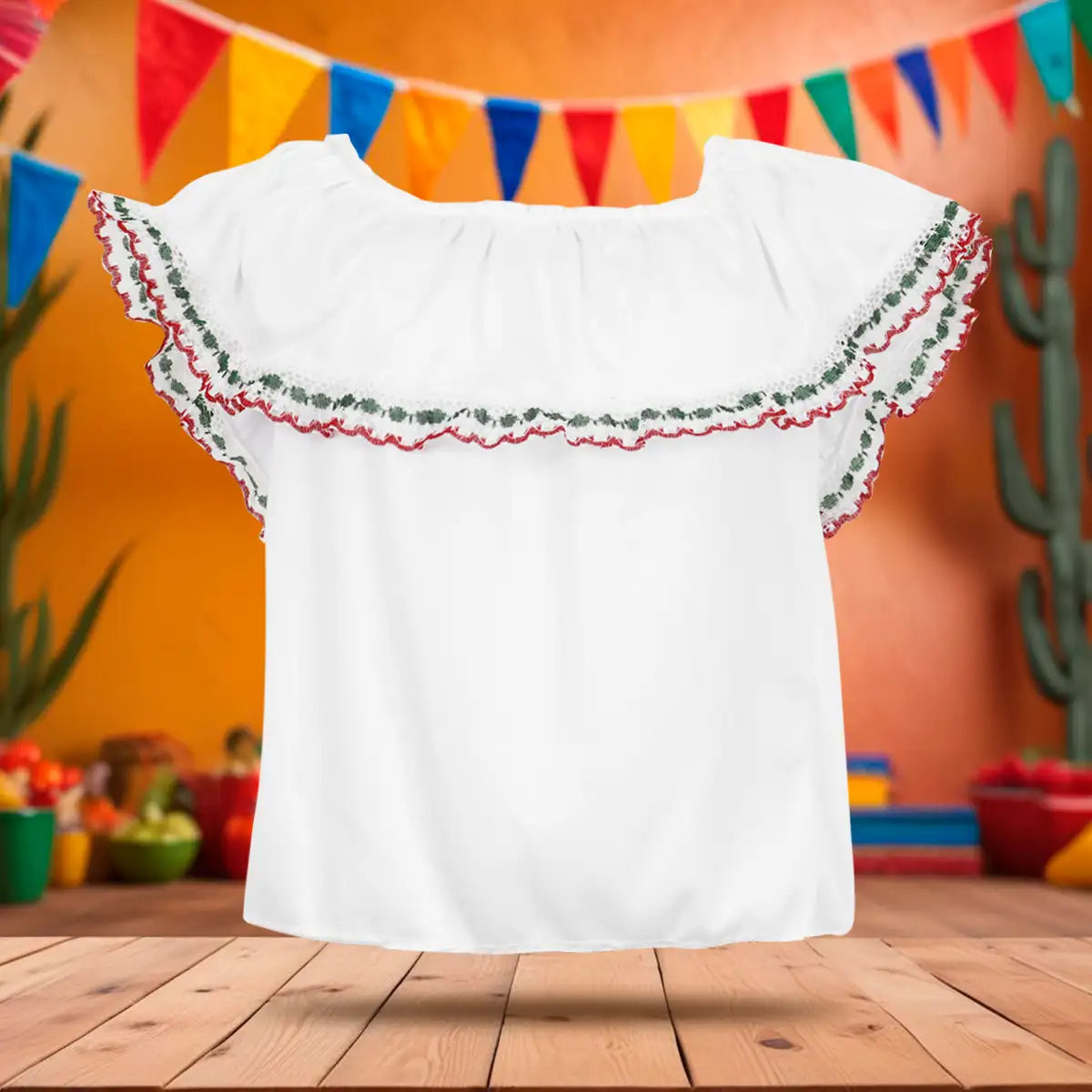 Blusa Regional, Color Blanco, Fiestas Patrias, Talla Grande