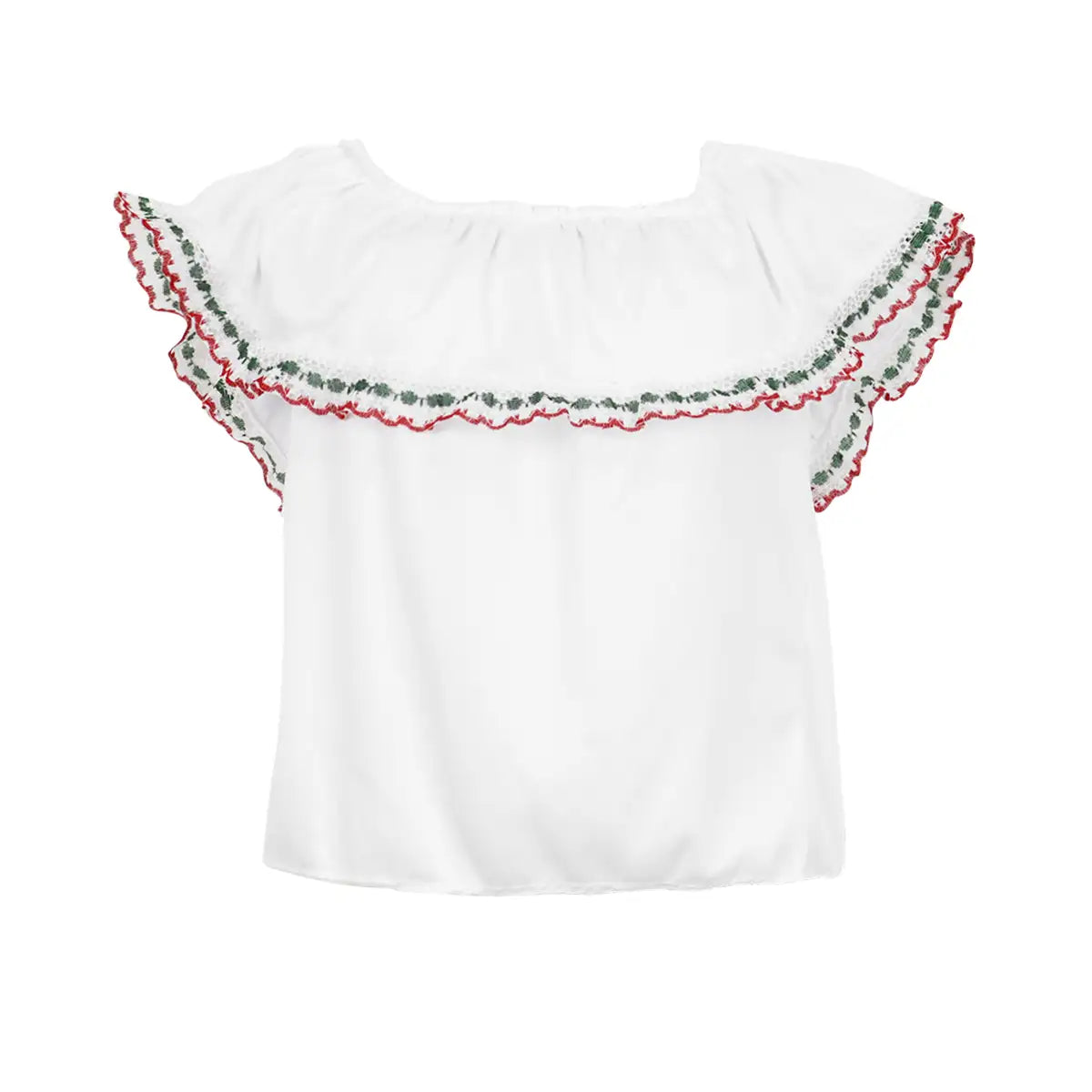 Blusa Regional, Color Blanco, Fiestas Patrias, Talla Mediana