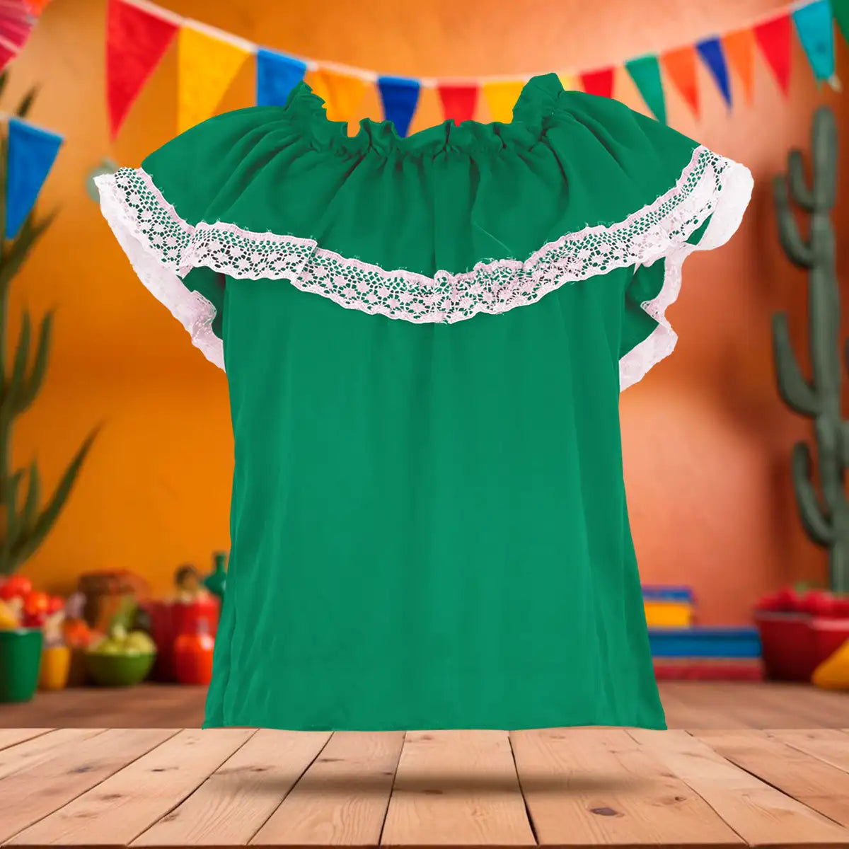 Blusa Regional, Color Verde, Fiestas Patrias, Talla Grande