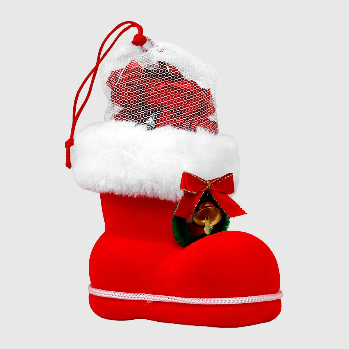 Mini Bota Navideña con Caramelos, Color Rojo, 28 gr