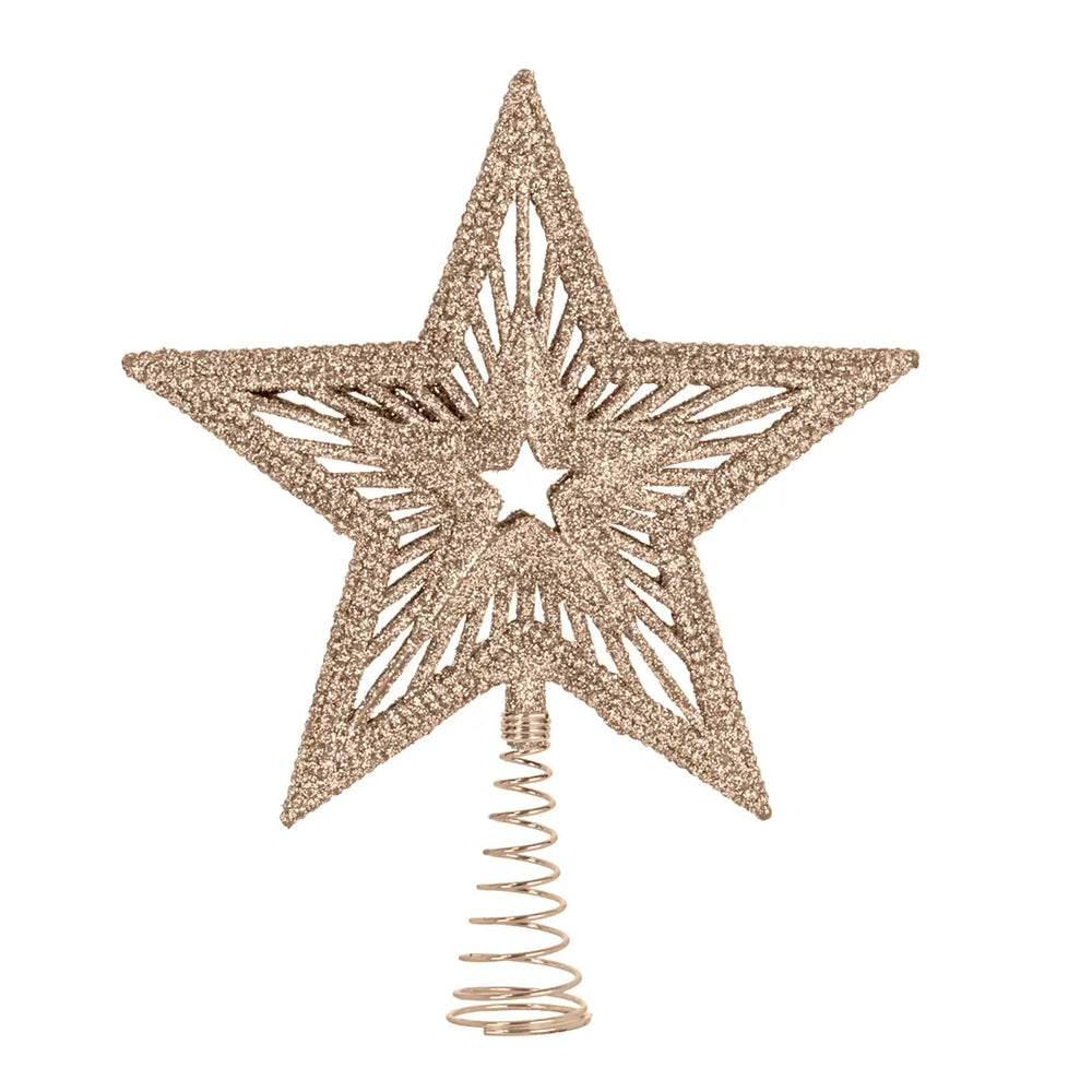Estrella de Árbol, Textura Glitter, Color Dorado