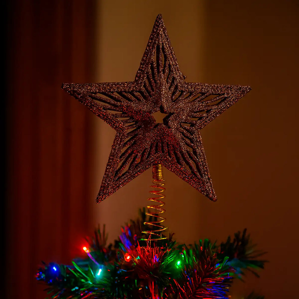Estrella de Árbol, Textura Glitter, Color Cobre