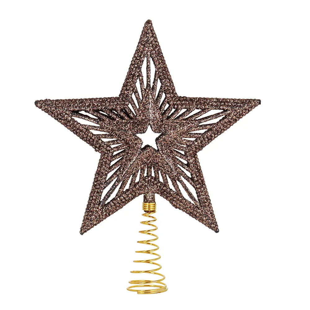 Estrella de Árbol, Textura Glitter, Color Cobre