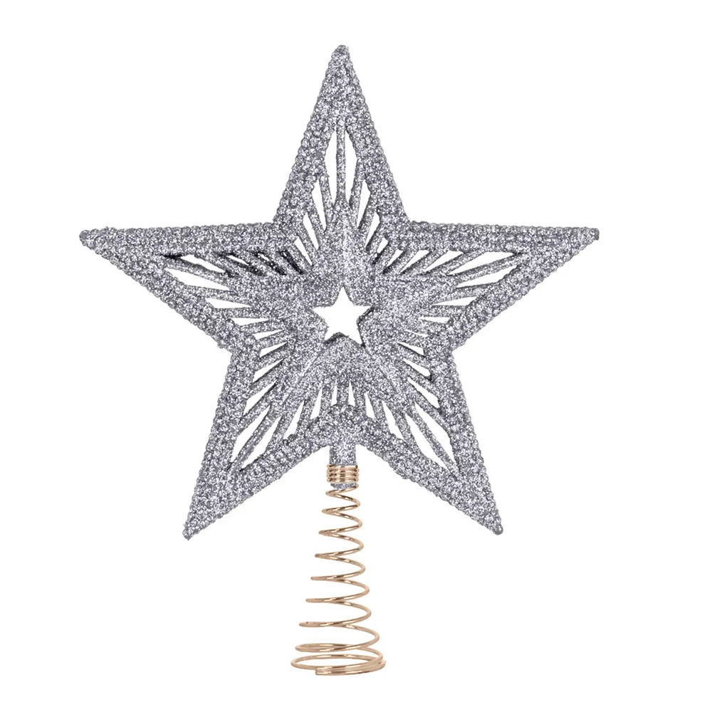 Estrella de Árbol, Textura Glitter, Color Plata