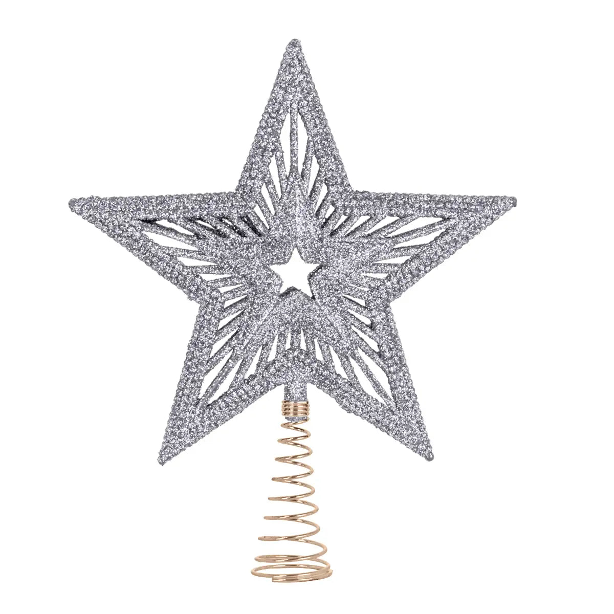 Estrella de Árbol, Textura Glitter, Color Plata