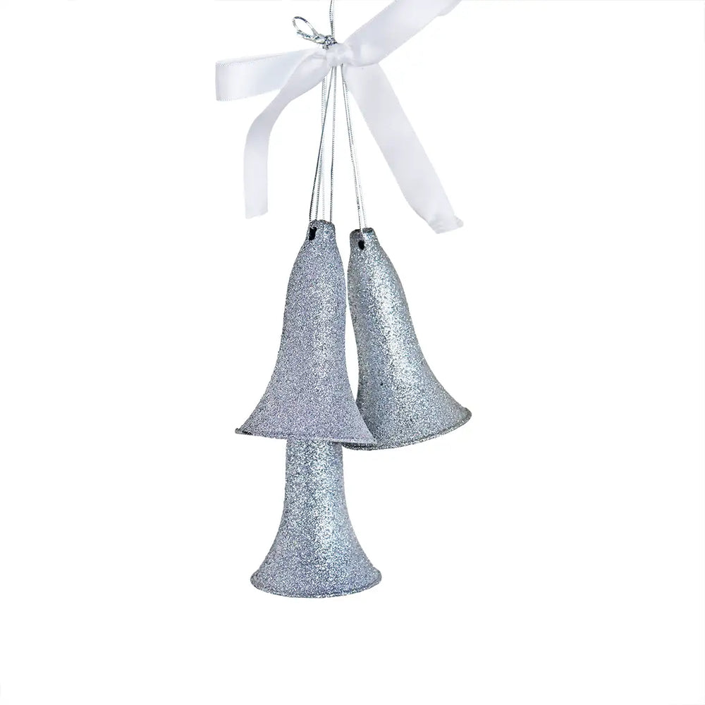 Ornamento Campanas Navideñas, 3 pzas, Color Plata