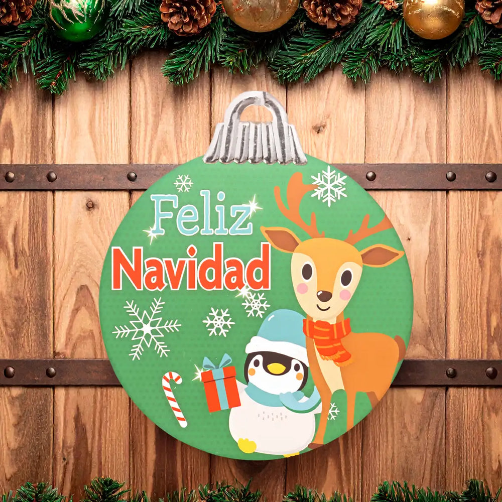 Letrero Colgante en Forma de Esfera "Feliz Navidad"