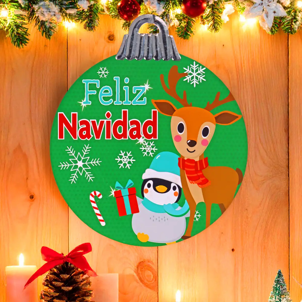 Letrero Colgante en Forma de Esfera "Feliz Navidad"