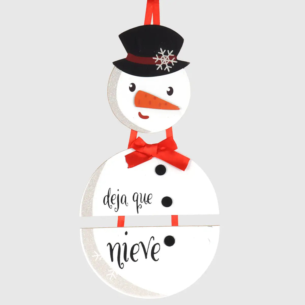 Letrero Colgante en Forma de Muñeco de Nieve "Deja que nieve"