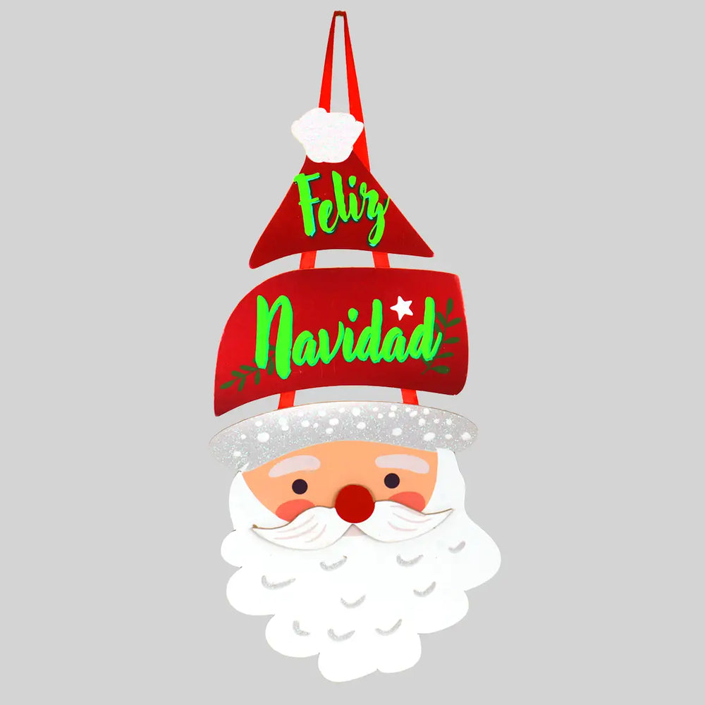 Letrero Colgante en Forma de Santa Claus "Feliz Navidad"