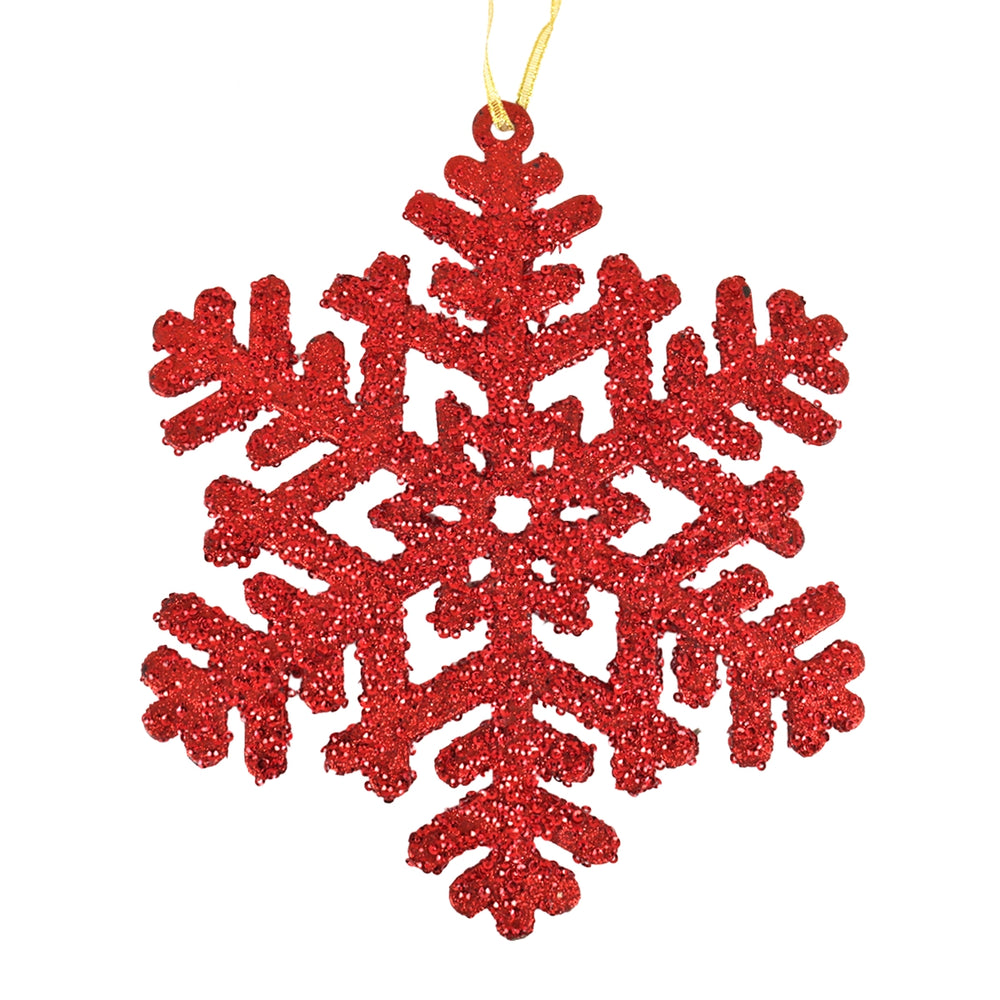 Ornamento, Copo de Nieve Jumbo, Color Rojo
