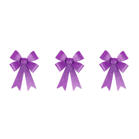 Moño Decorativo, Glitter, Color Morado, 3 pzas