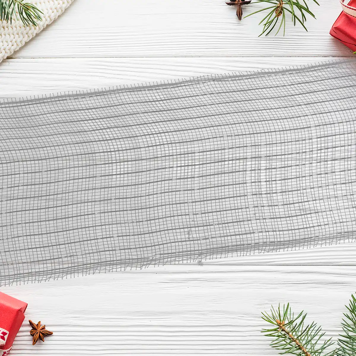 Listón Navideño Mesh, Color Gris