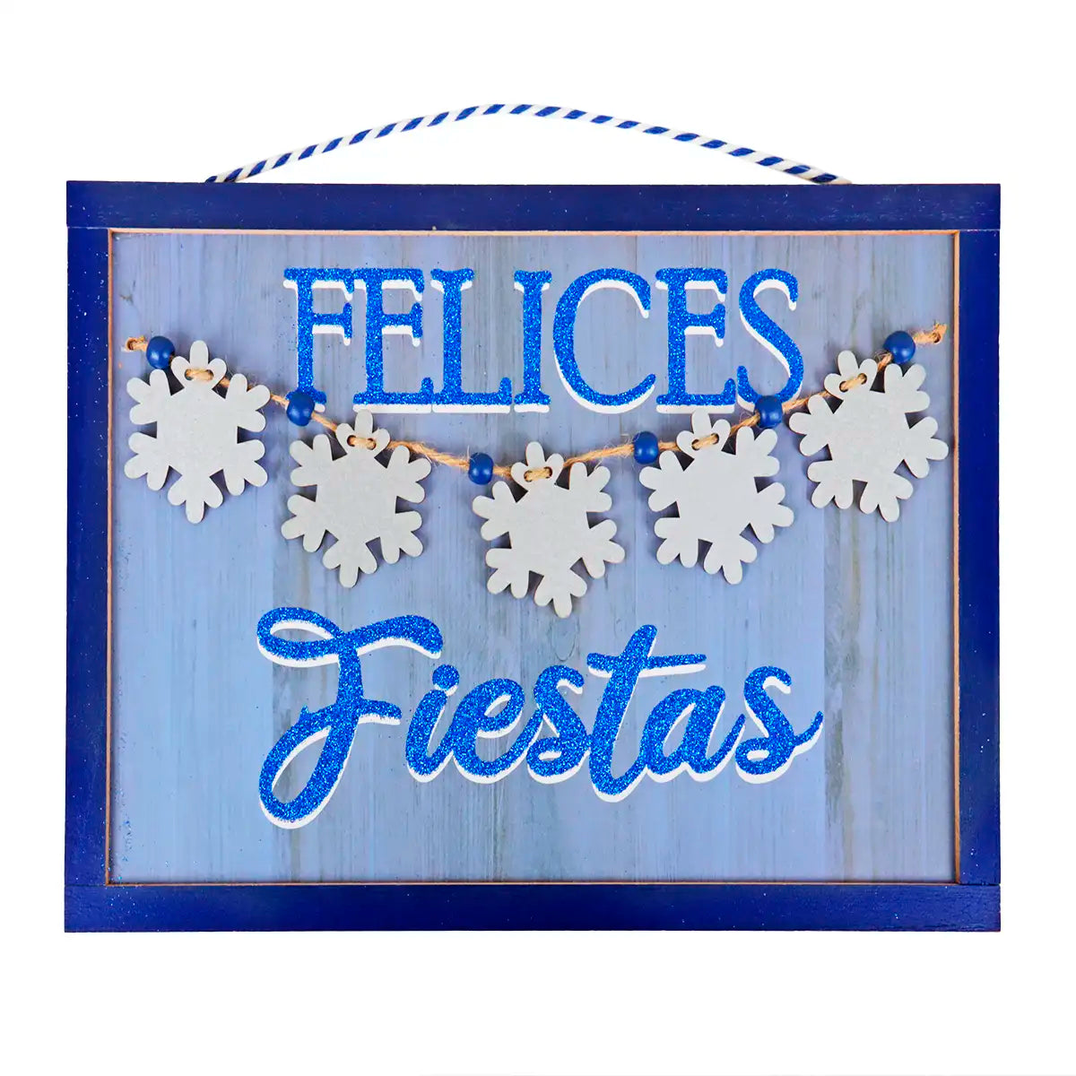 Letrero Colgante "Felices Fiestas" Color Azul