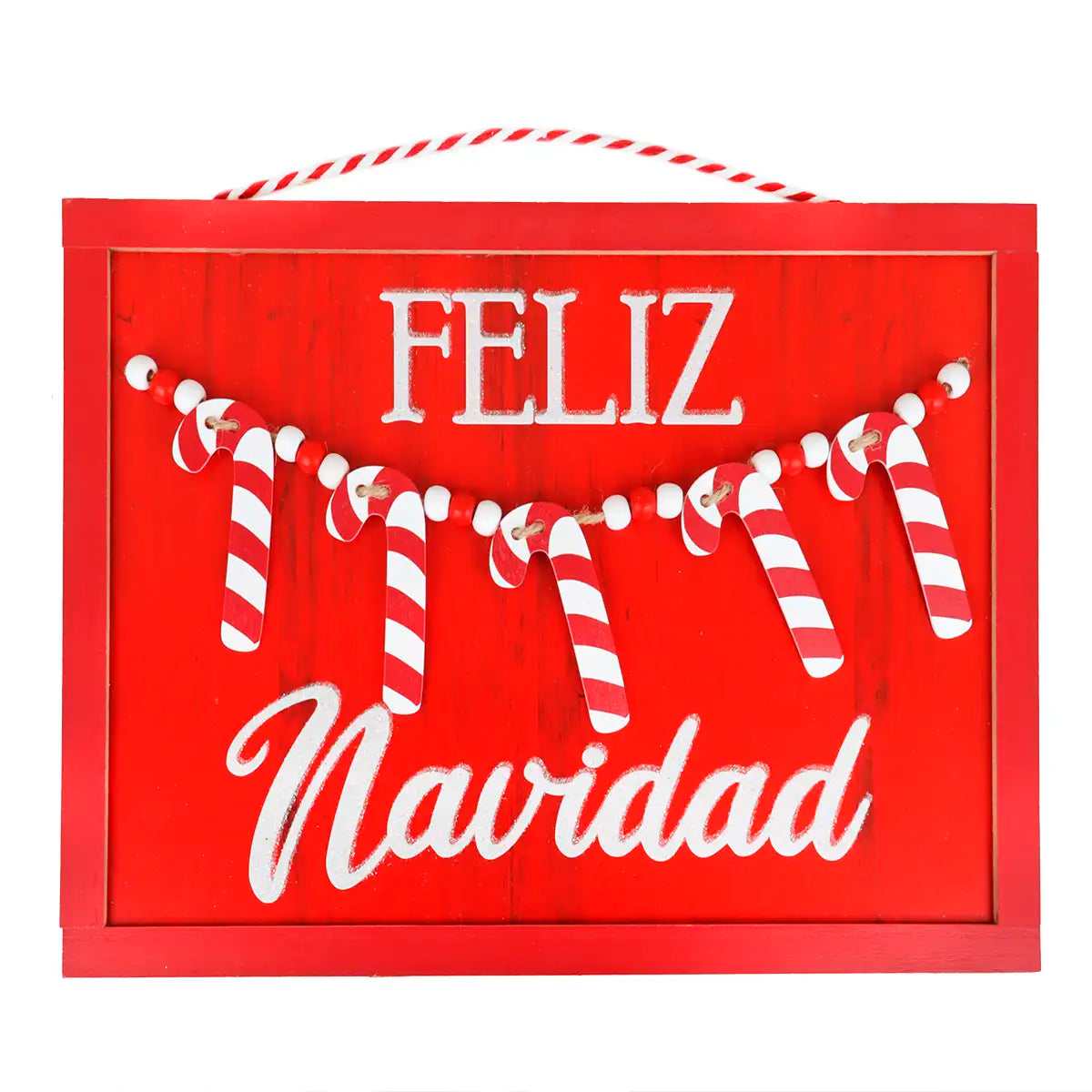 Letrero Colgante "Feliz Navidad" Color Rojo