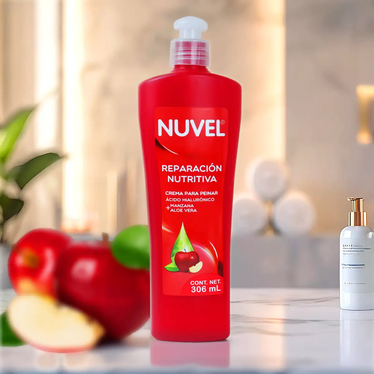 Crema para Peinar Nuvel, Manzana y Aloe Vera, 306 ml