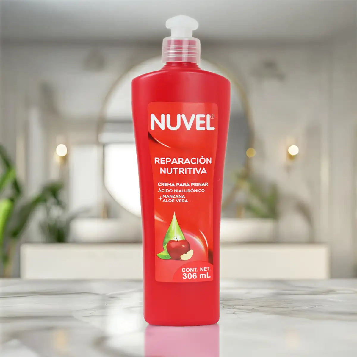 Crema para Peinar Nuvel, Manzana y Aloe Vera, 306 ml