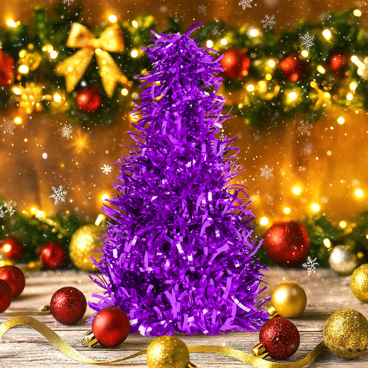 Mini Árbol, Tinsel, Color Morado