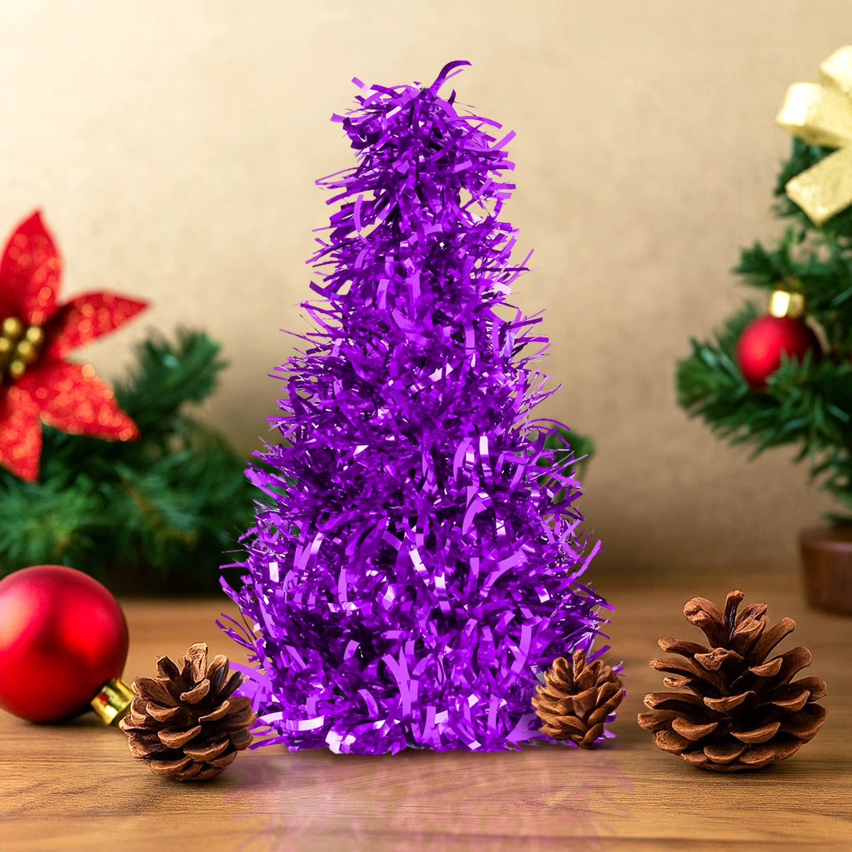 Mini Árbol, Tinsel, Color Morado