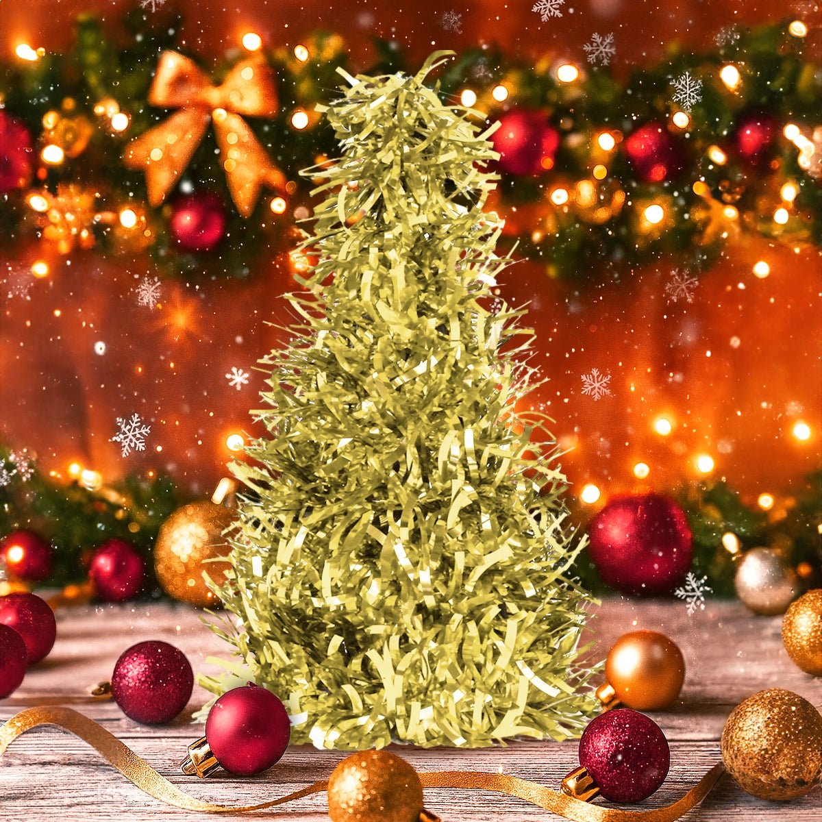 Mini Árbol, Tinsel, Color Oro