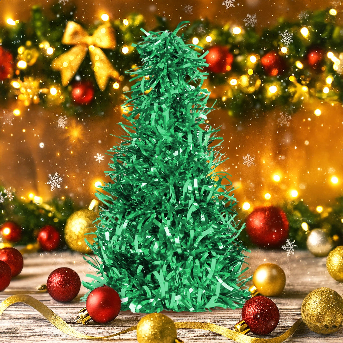 Mini Árbol, Tinsel, Color Verde