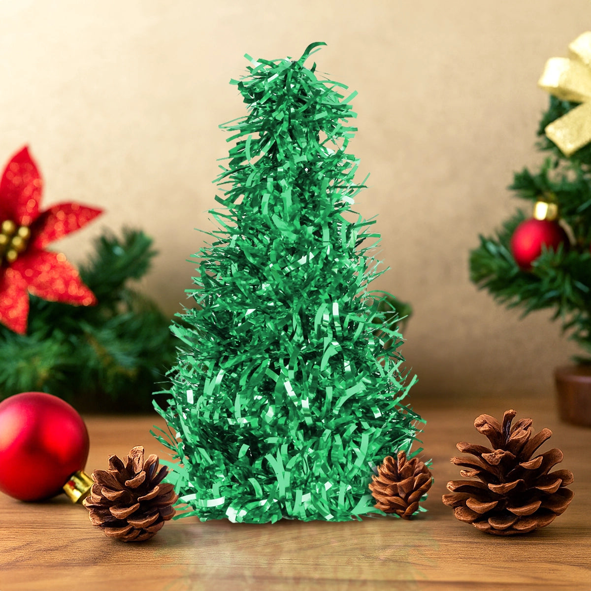 Mini Árbol, Tinsel, Color Verde