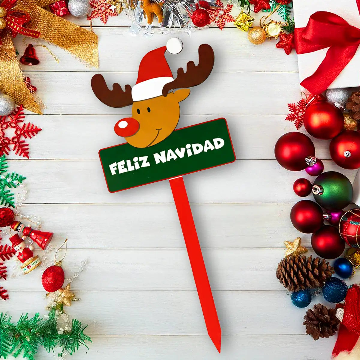 Estaca Decorativa, Feliz Navidad, Reno