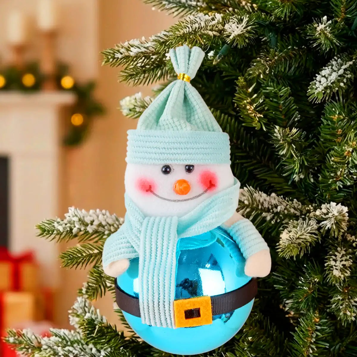Esfera Navideña, Snowman, Color Azul