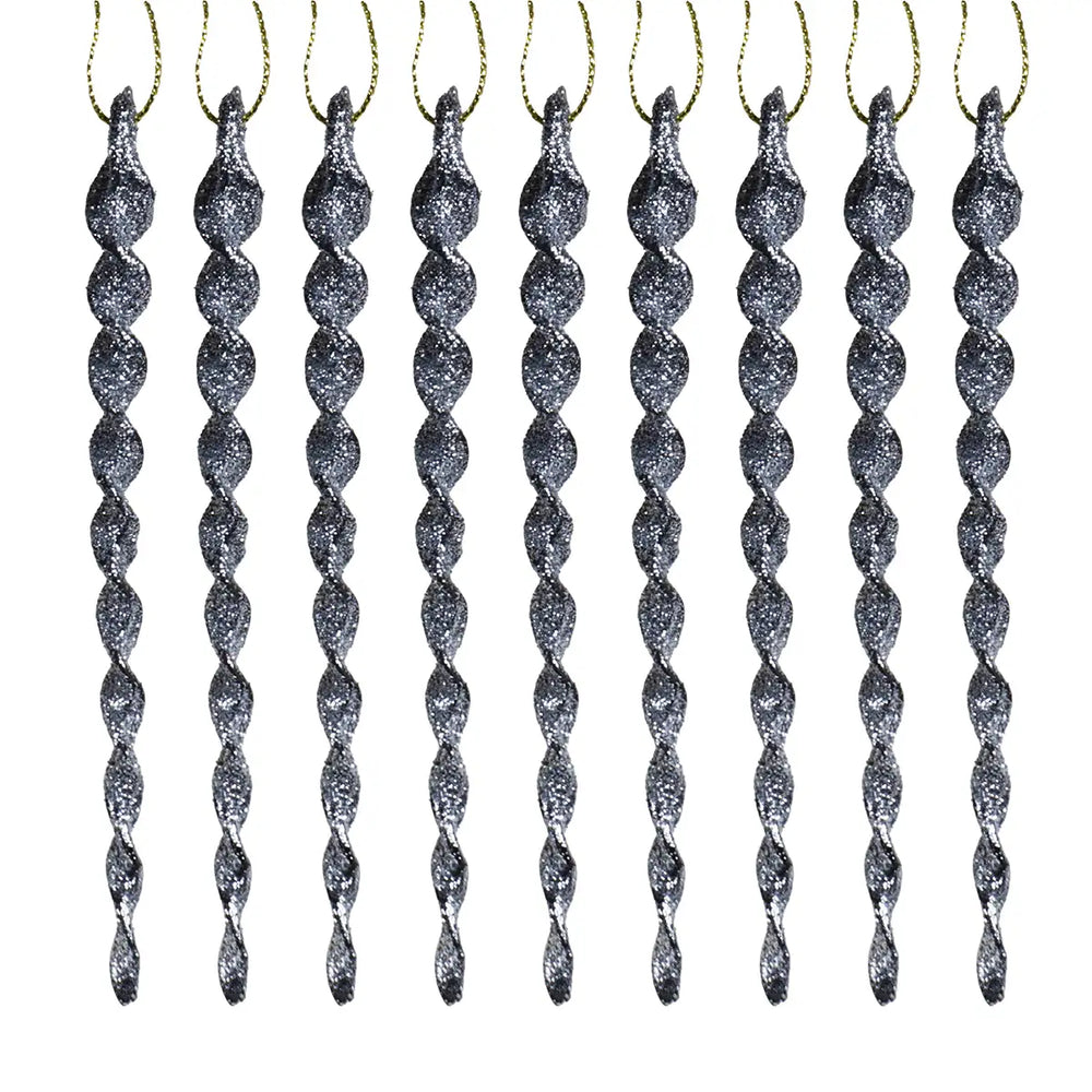 Ornamentos Navideños, Espiral, 8 pzas, Color Plata