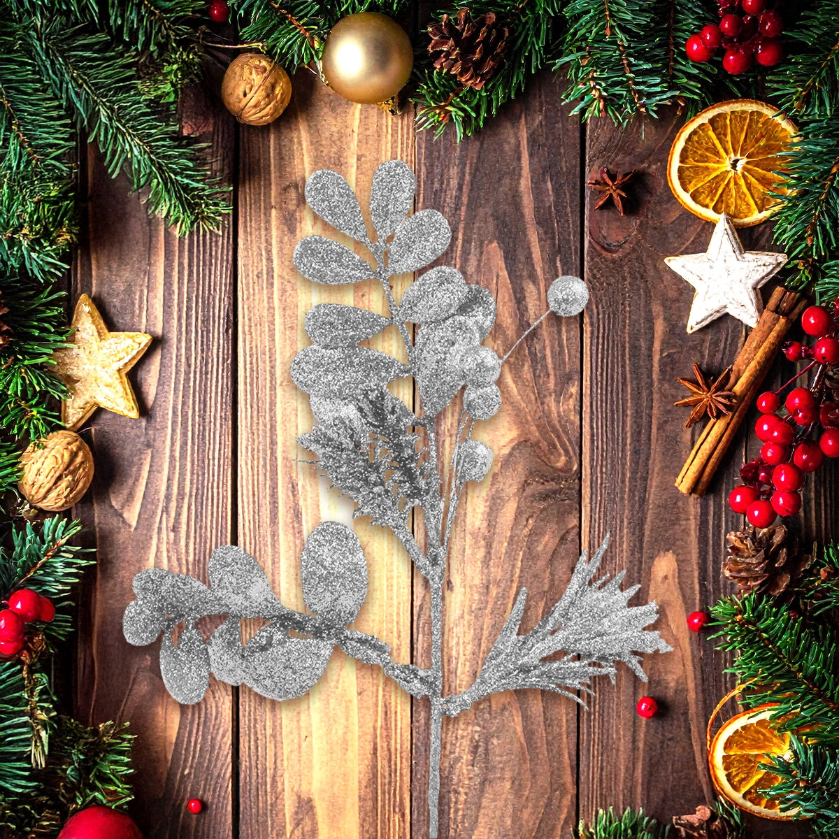 Follaje Navideño Brillante, Planta, Color Plata
