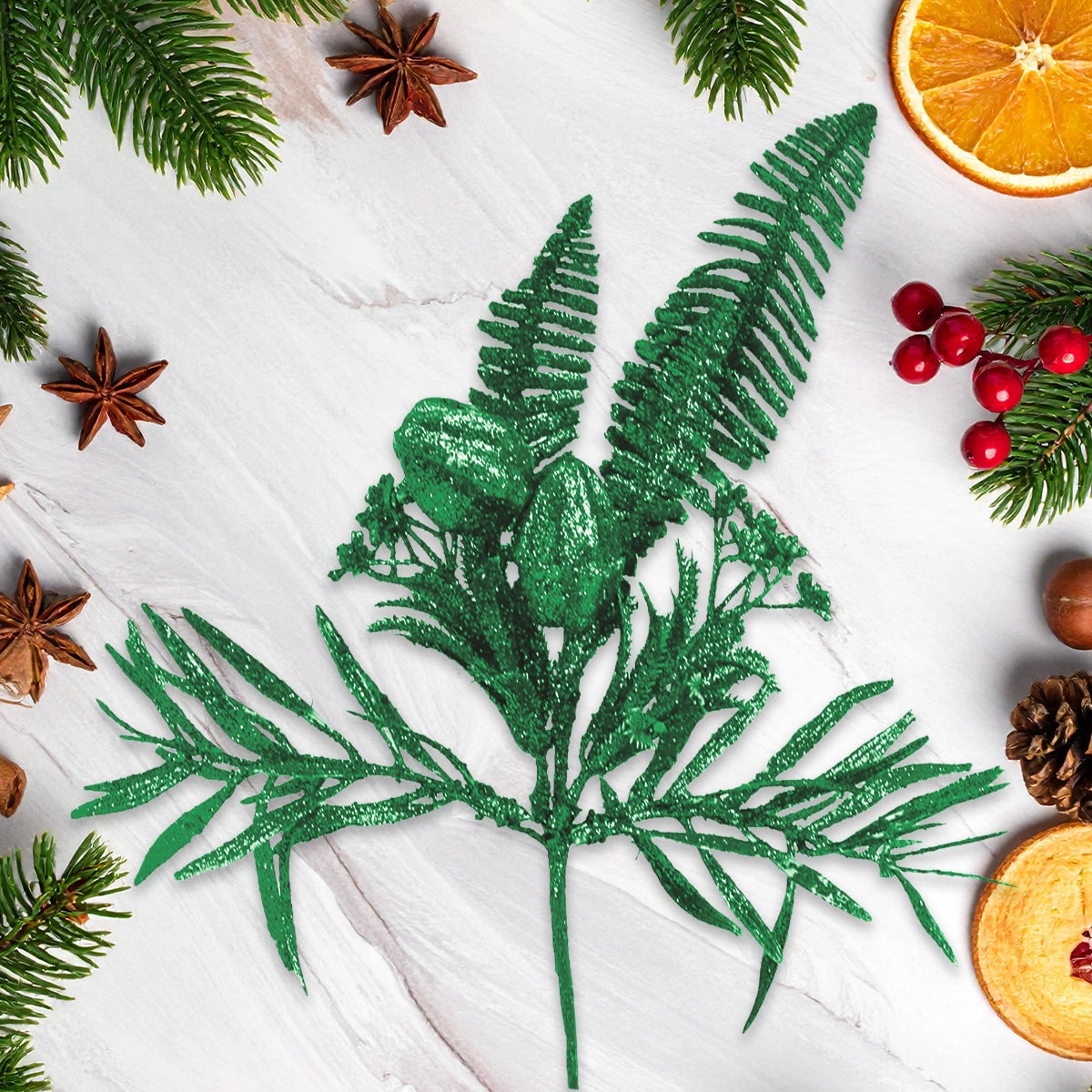Follaje Navideño Brillante, Color Verde