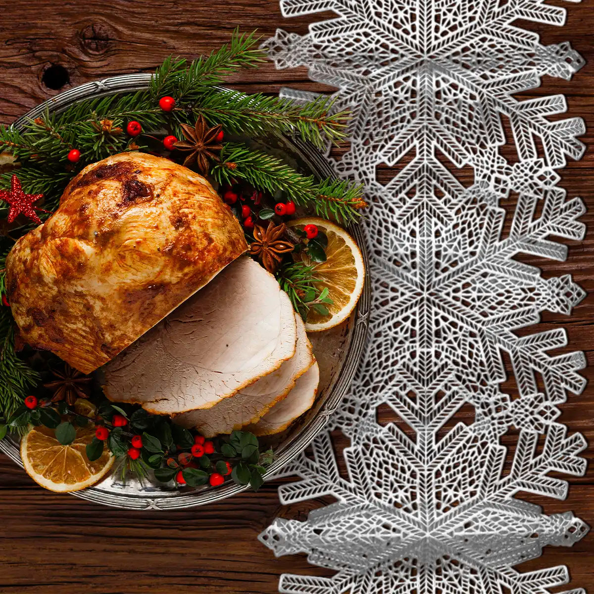 Camino de Mesa, Copo de Nieve, Color Plata