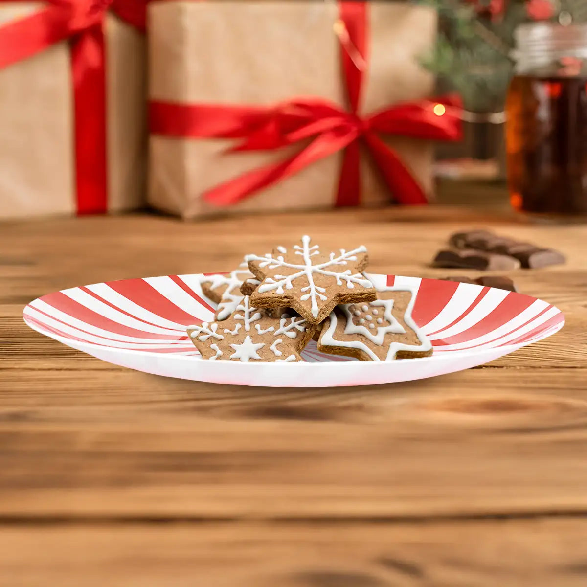 Plato de Plástico Navideño, Diseño Caramelo