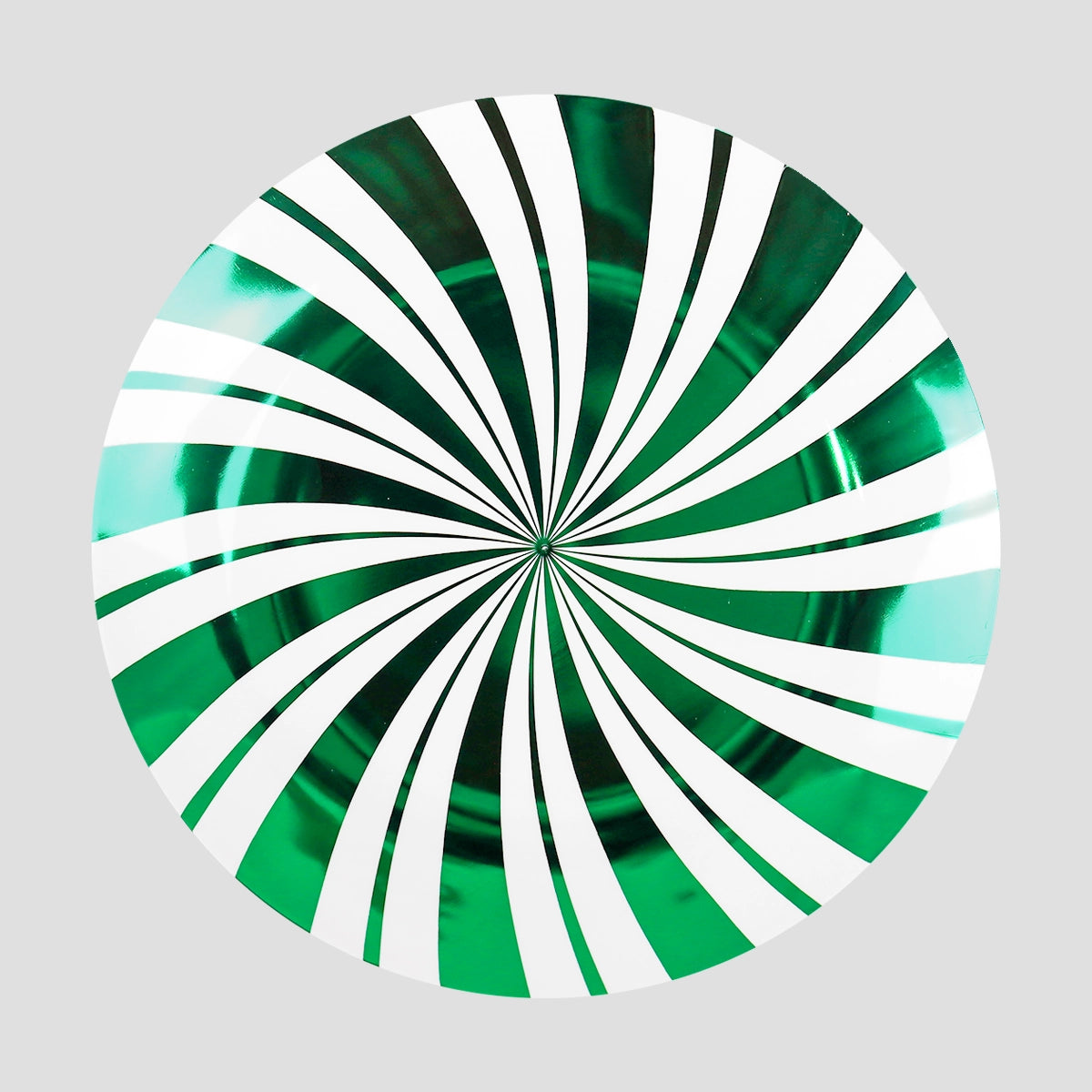 Plato de Plástico Navideño, Diseño Caramelo, Color Verde