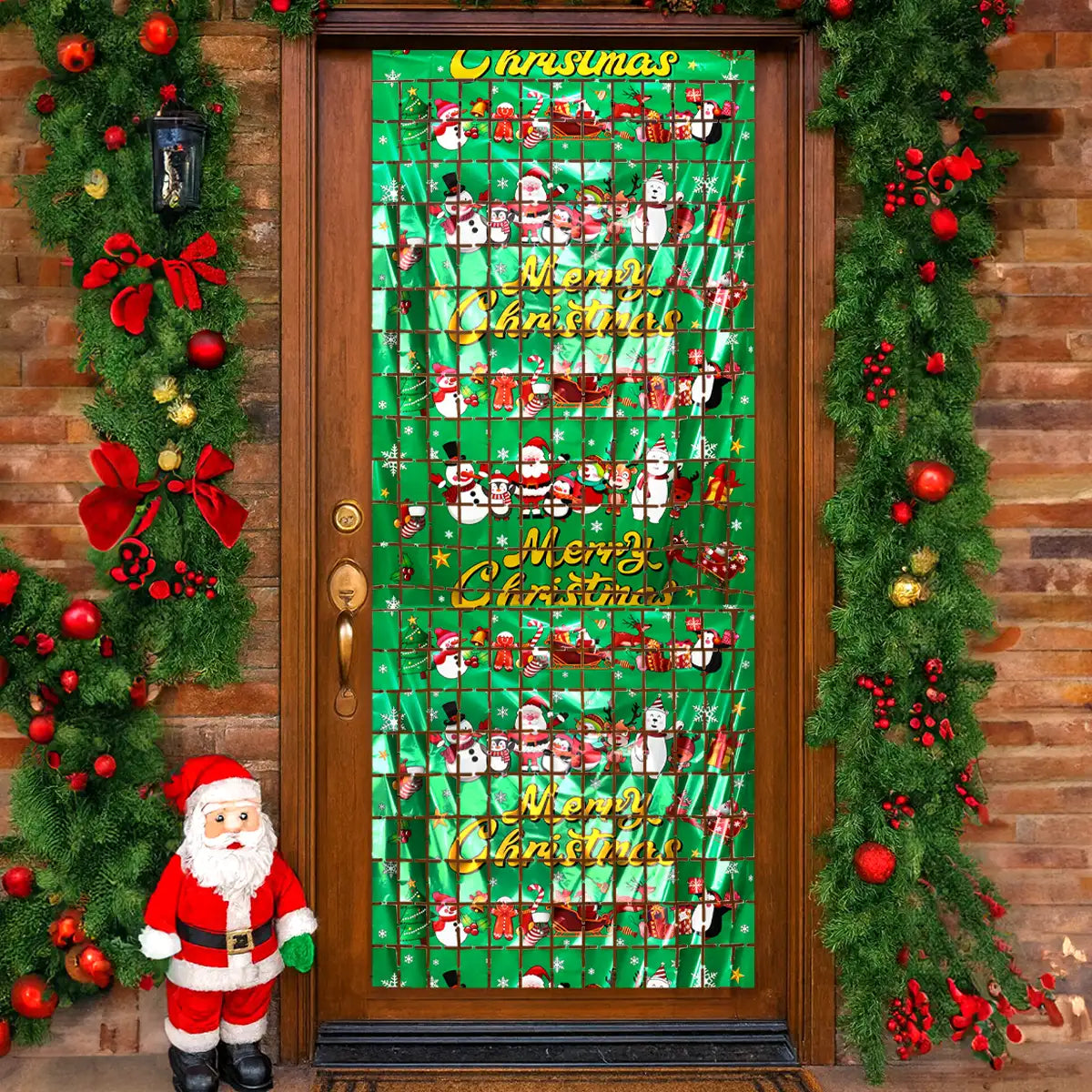 Cortina Metálica Navideña, Color Verde