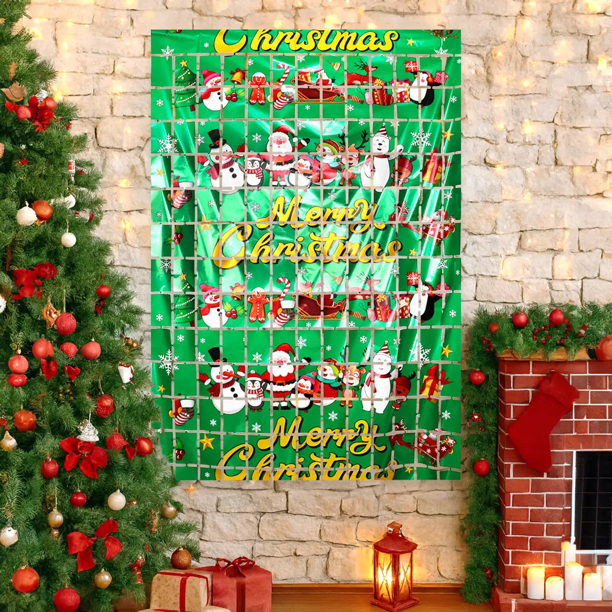 Cortina Metálica Navideña, Color Verde