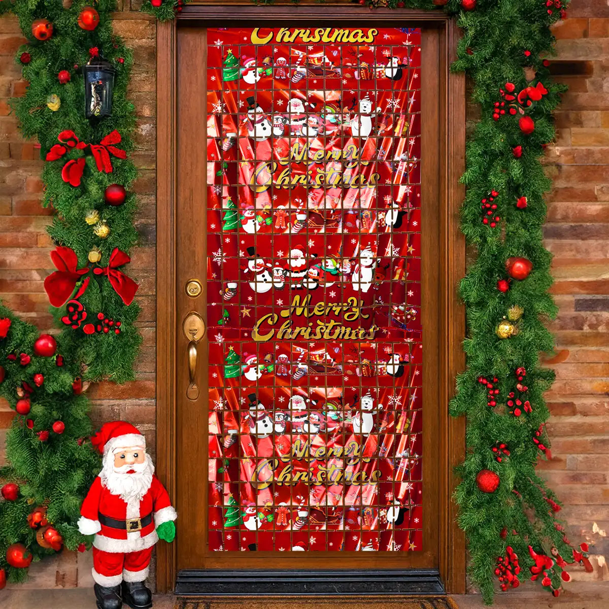 Cortina Metálica Navideña, Color Rojo