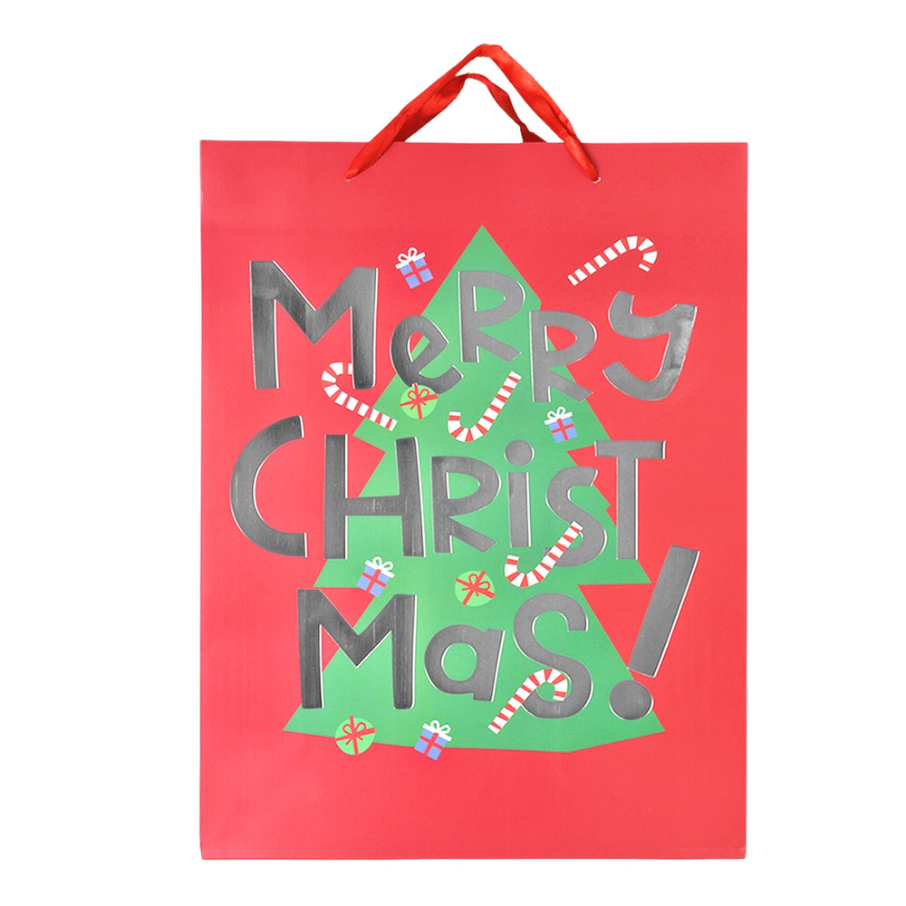 Bolsa de Regalo Navideña, Merry Christmas, Letras Brillantes