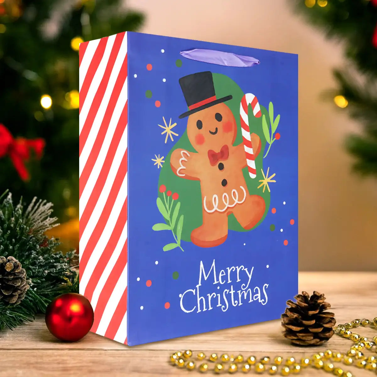 Bolsa de Regalo Navideña, Merry Christmas, Color Azul