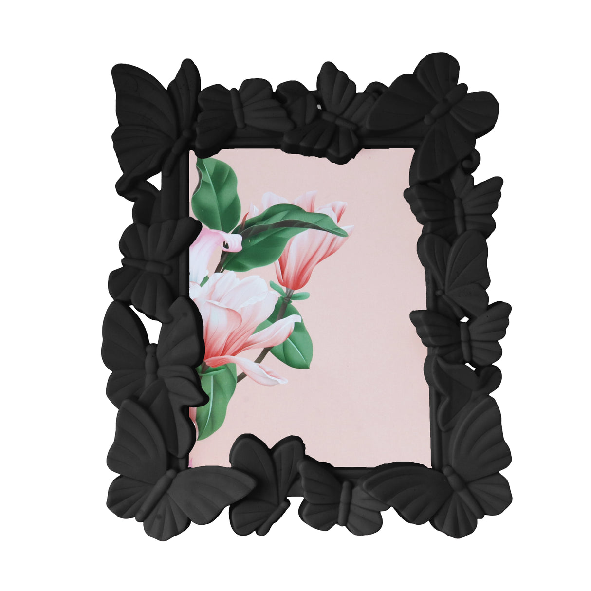 Portarretrato, Diseño Mariposas, Color Negro, 10x15cm