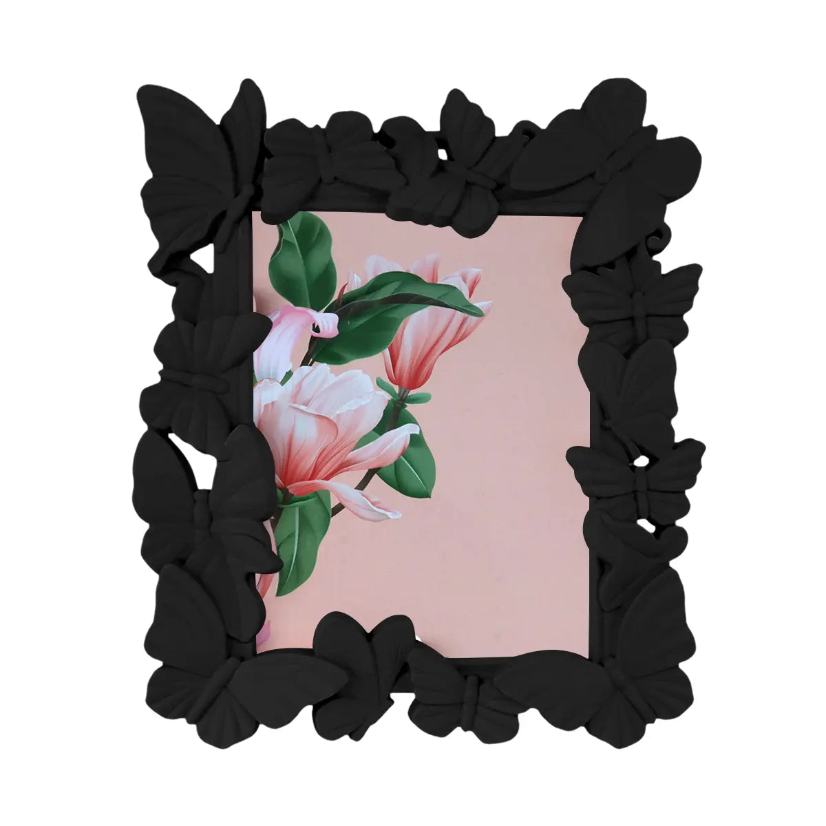 Portarretrato, Diseño Mariposas, Color Negro