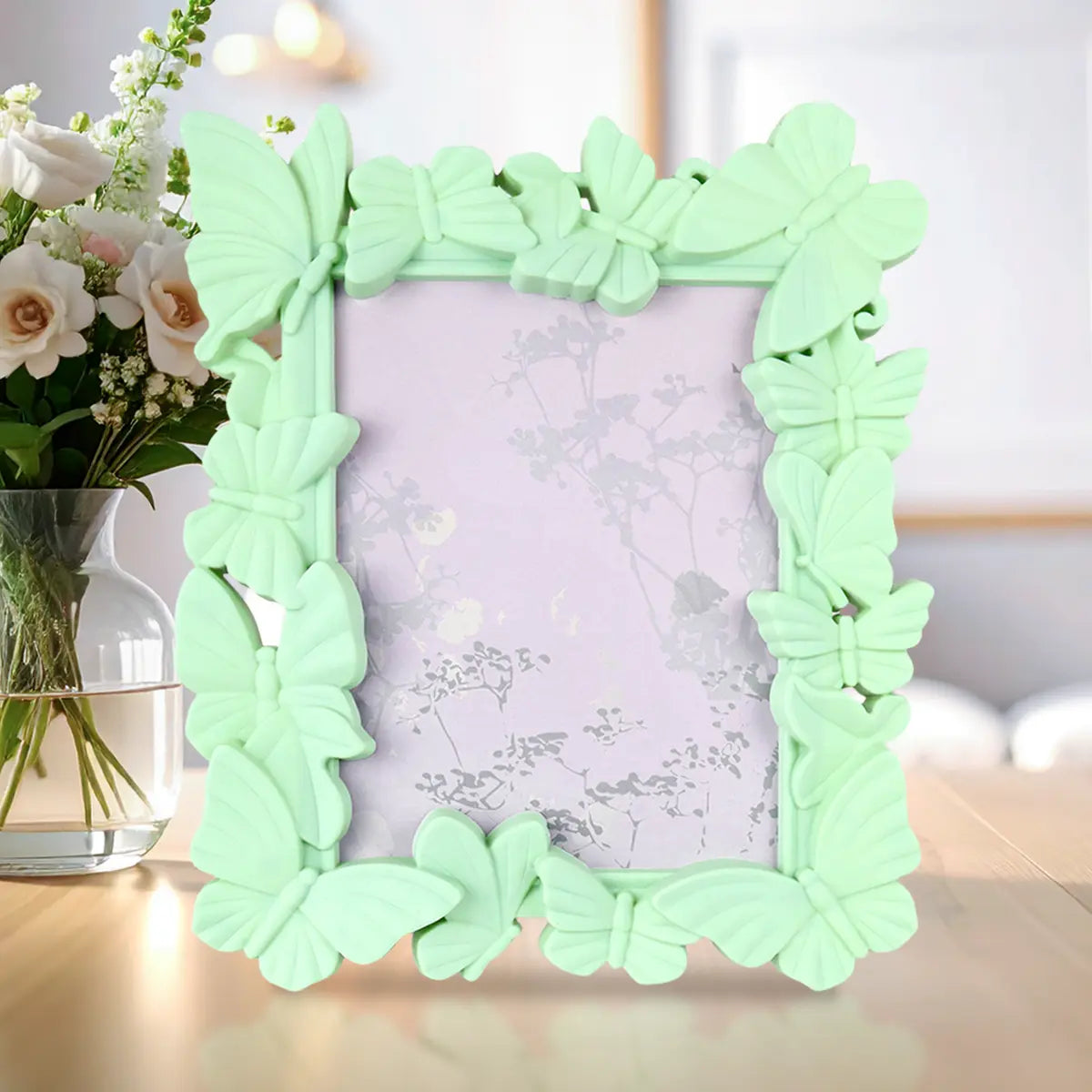 Portarretrato, Diseño Mariposas, Color Verde