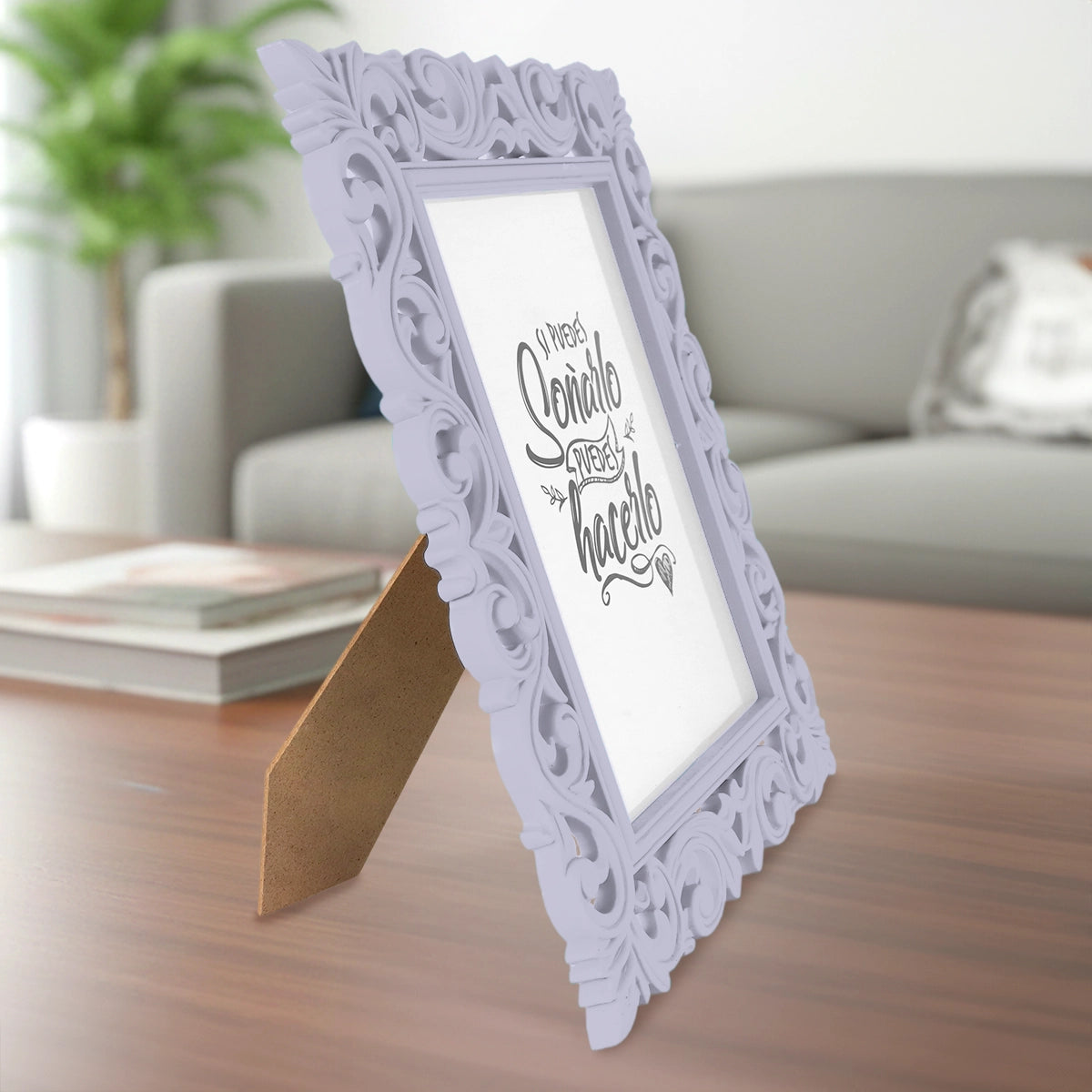 Portarretrato, Diseño Elegante, Color Lila, 12x17 cm