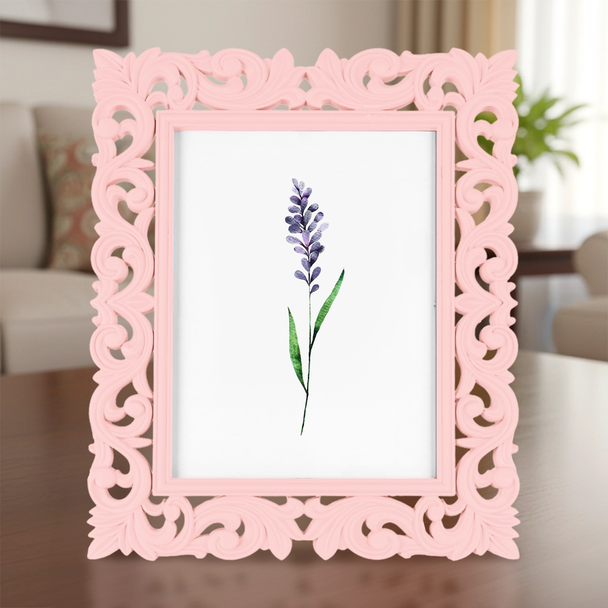 Portarretrato, Diseño Elegante, Color Rosa, 12x17 cm