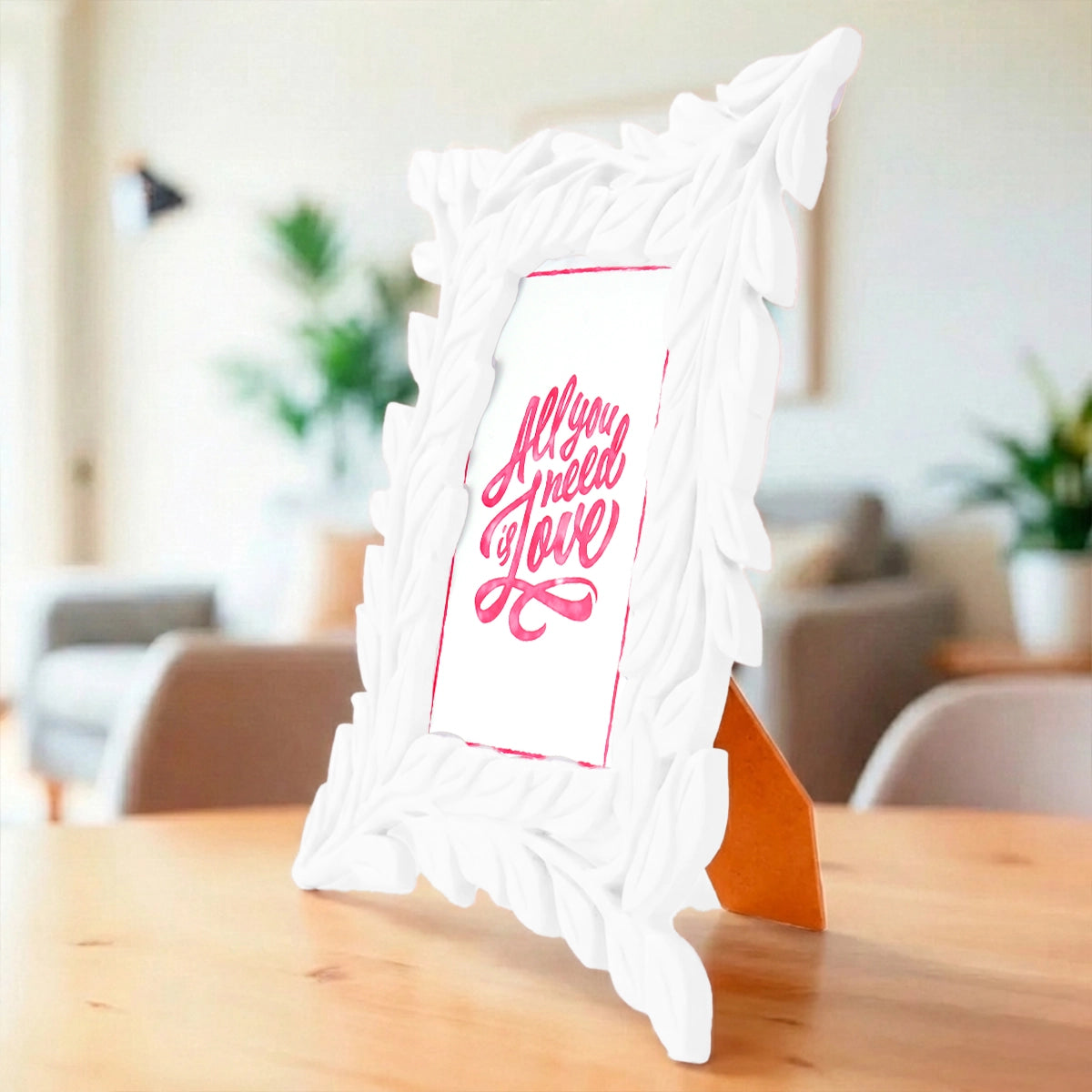 Portarretrato Hojas, Color Blanco