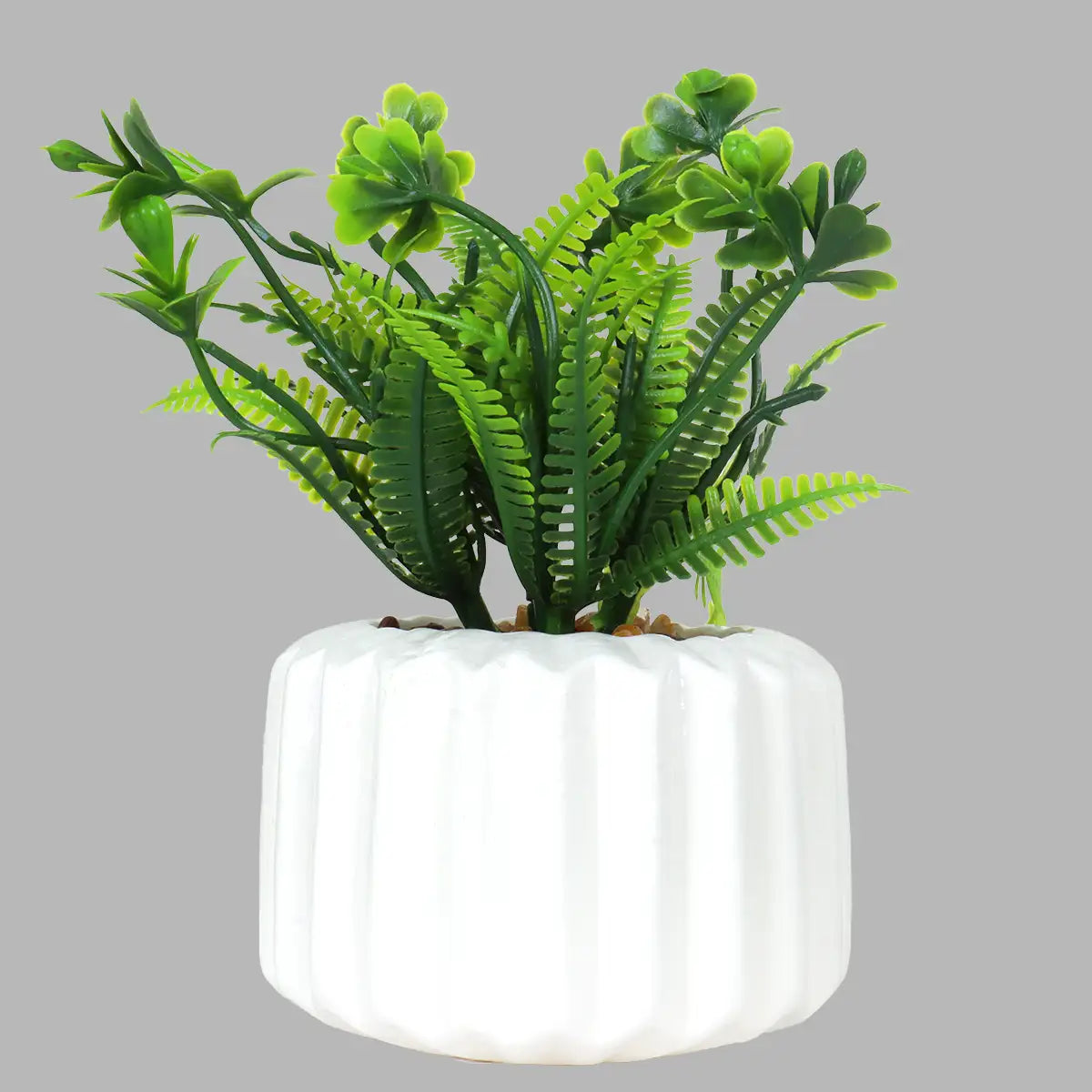 Planta con Maceta, Diseño Geométrico, Color Crema