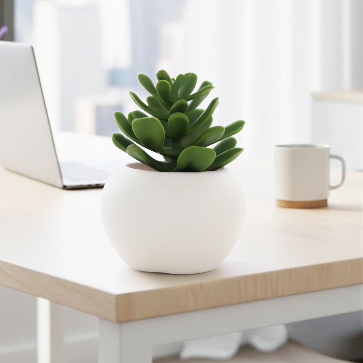 Mini Suculenta Echeveria Artificial con Maceta