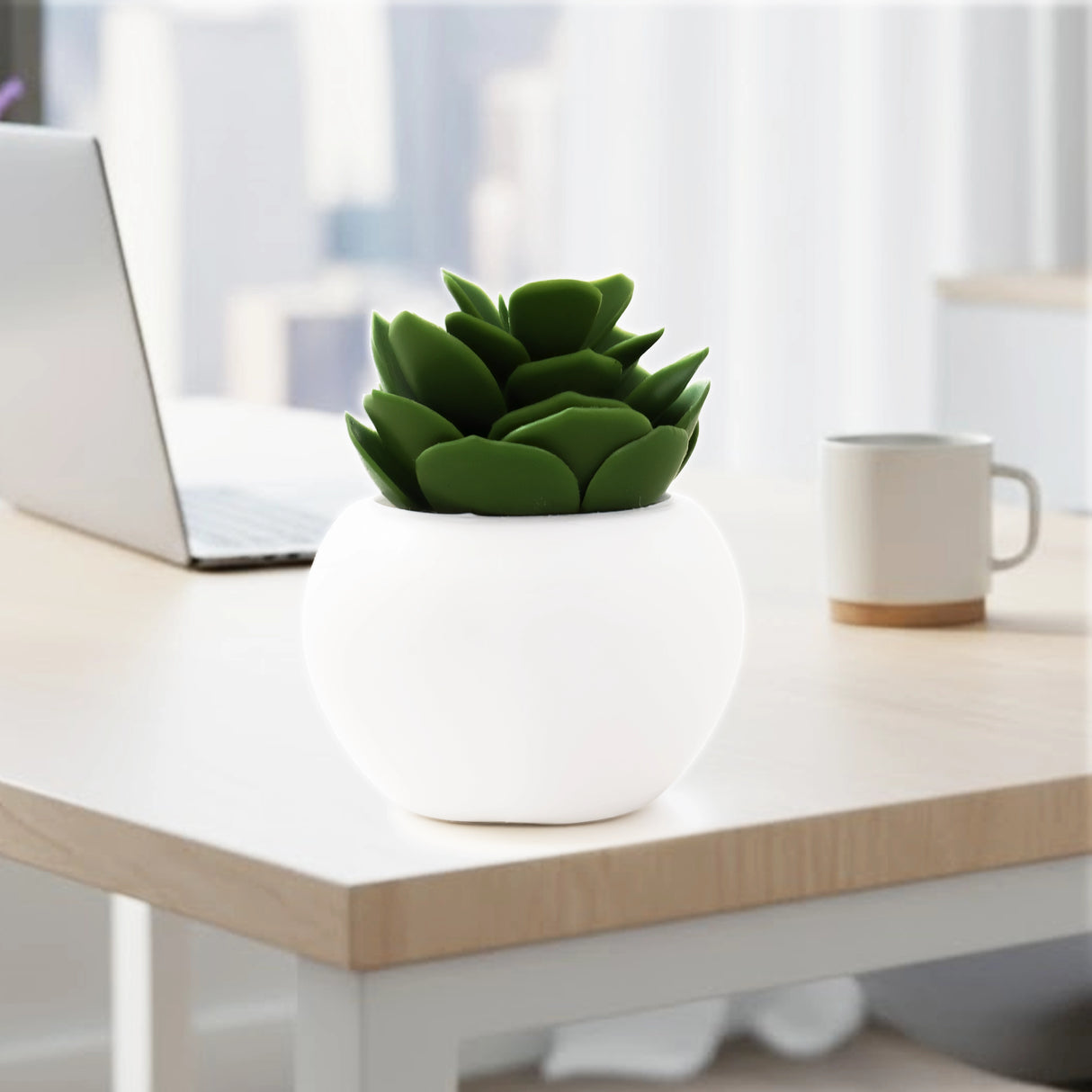 Suculenta Echeveria Artificial con Maceta