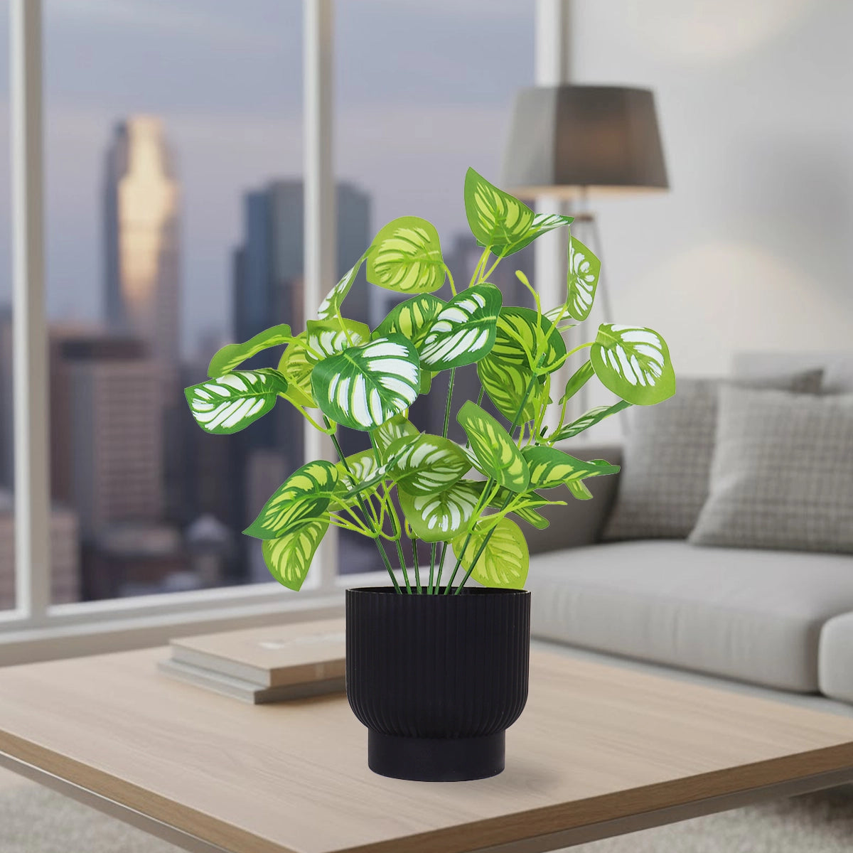Calathea Artificial con Maceta Color Negro