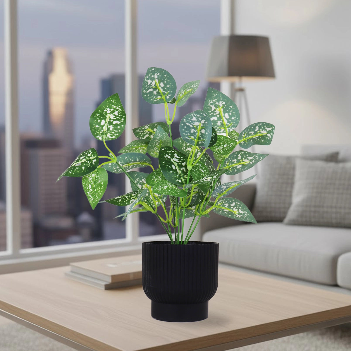 Calathea Amarilla Artificial con Maceta